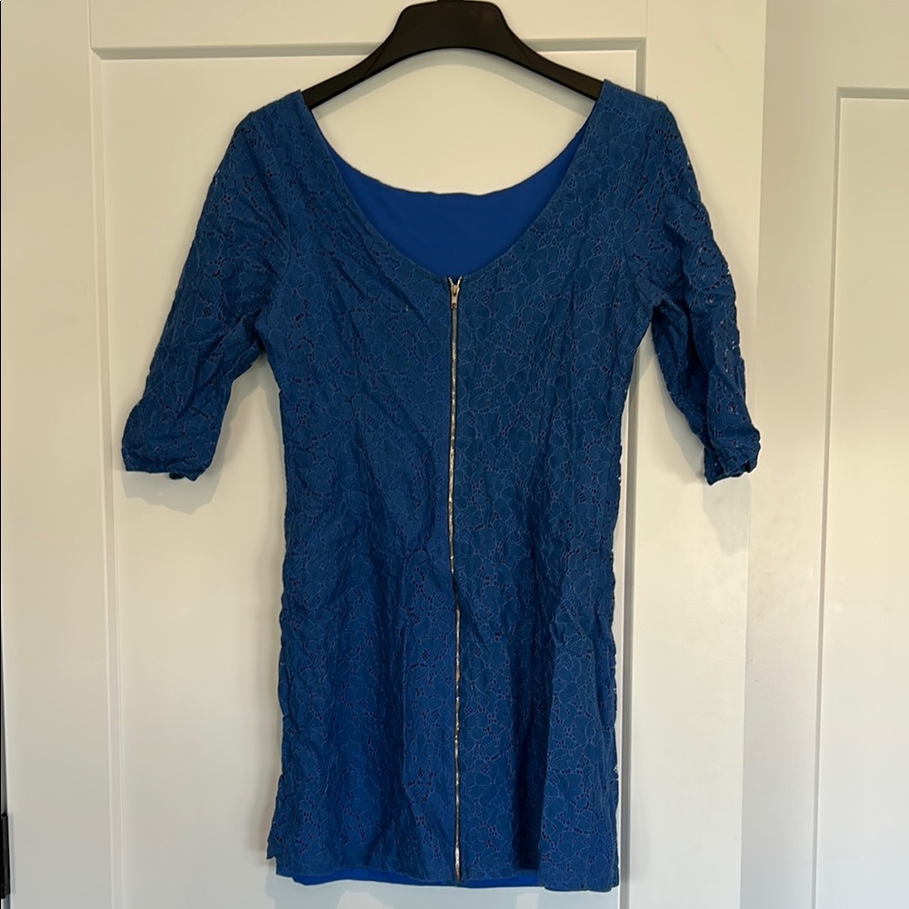 Charming Charlie Blue Bodycon Dress with Puff Sleeves